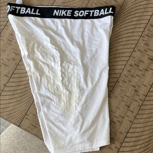 Nike Softball White Compression Shorts with Black Waistband gently worn